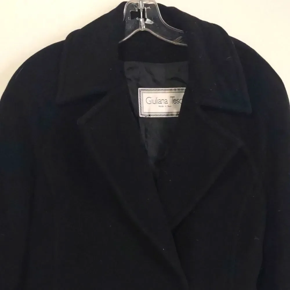 Elegant Black Pea Coat for Women - Picture 2 of 10
